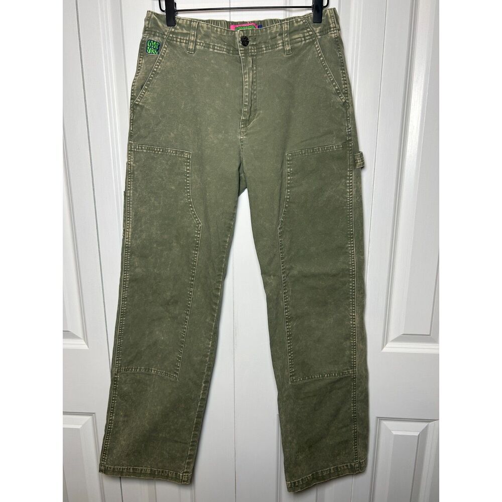 Empyre Green Double Knee Carpenter Skate Pants Washed Olive Utility y2k skater